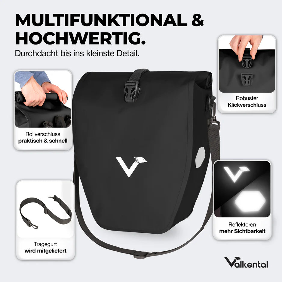 Valkental Bike Bag – Große wasserdichte Gepäckträgertasche für Alltag & Abenteuer