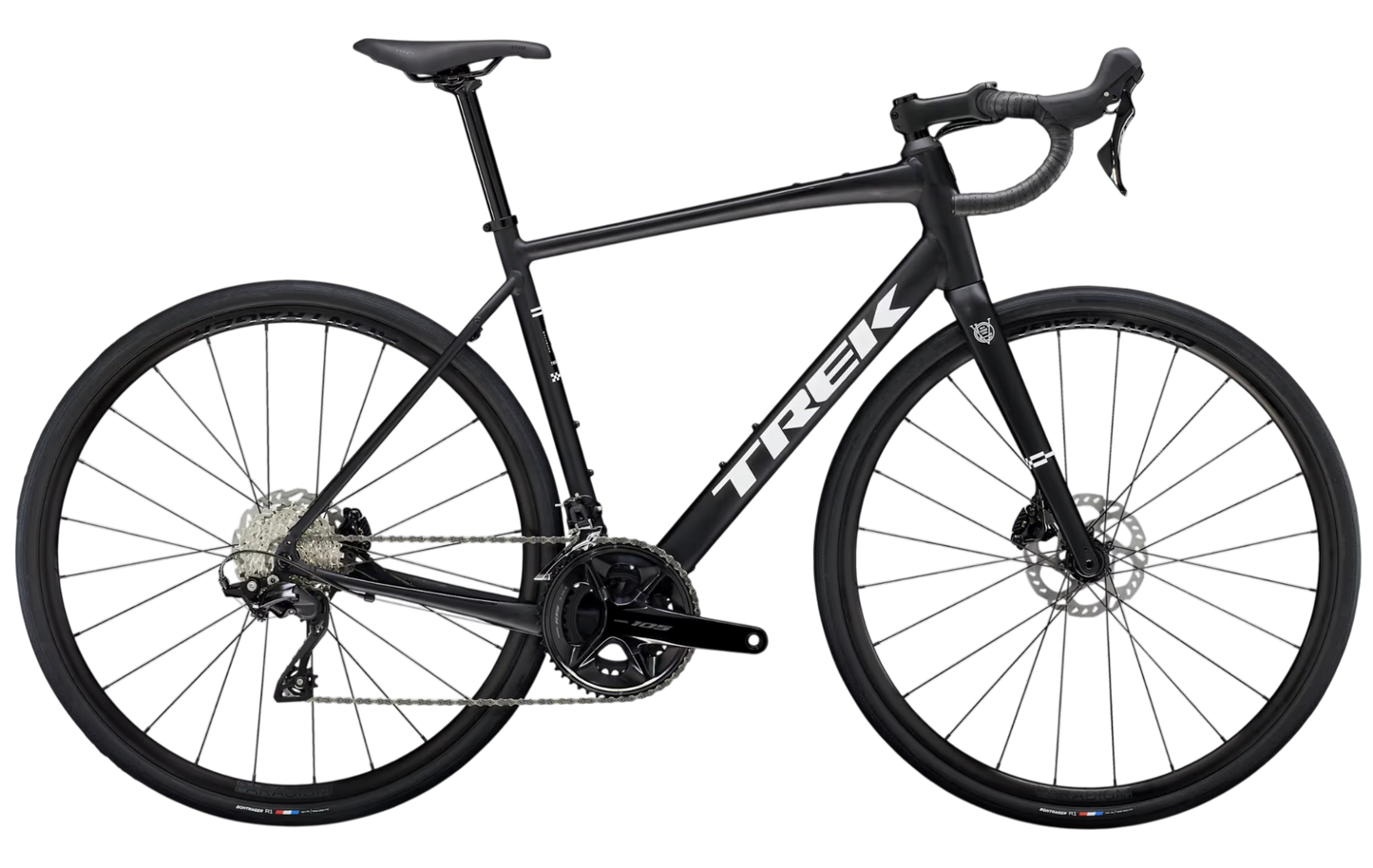 Trek Domane AL 5 Gen 4 Aluminium Matte Trek Black vielseitiges Rennrad Shimano 105 2x12 Antrieb 58 cm