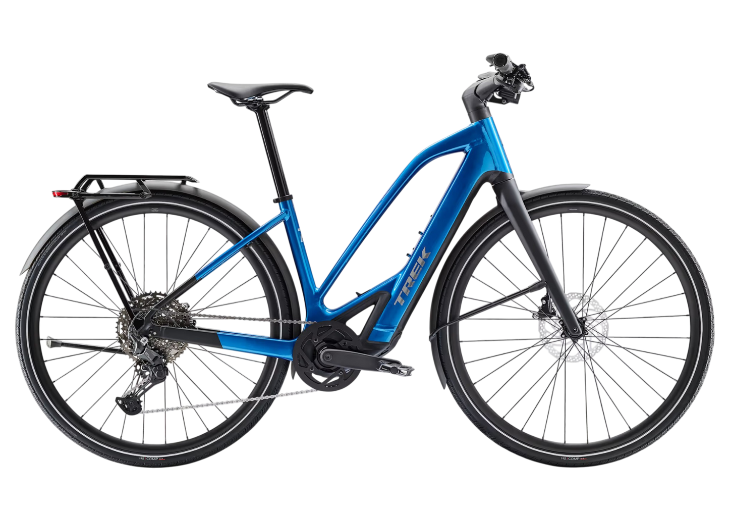 Trek FX+ 7 Midstep besonders leichtes, leises und schlankes E-bike Blau