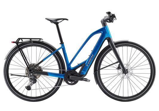 Trek FX+ 7 Midstep besonders leichtes, leises und schlankes E-bike Blau