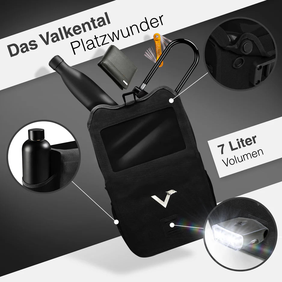 Valkental Front Pack – Robuste wasserdichte Lenkertasche für Alltag & Tour